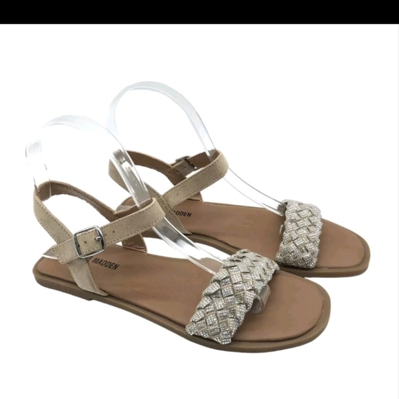 NEw Steve Madden Girls Jnoahh Rhinestone Strappy Sandals Sparkle Brown Size 1 - Picture 1 of 3